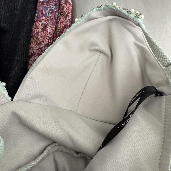 Speechless Dress Womens Size 5 Light Green Beaded Formal Gown Prom Maxi Tulle - Picture 10 of 15